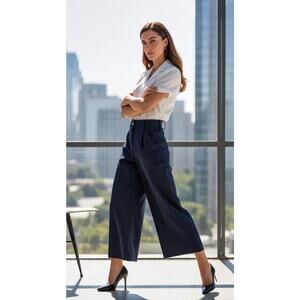 Nine West Navy Culotte Pants Women’s Size 2 NWT Wide Leg Career Quiet Luxury